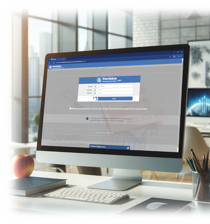 PC Showing PurchAce Login Screen